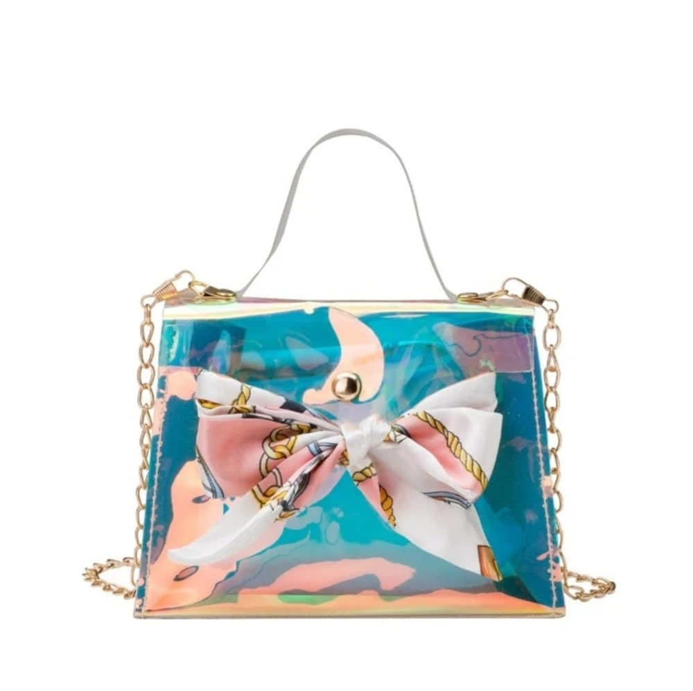 NWT Holographic Twilly Scarf Decor Satchel Bag